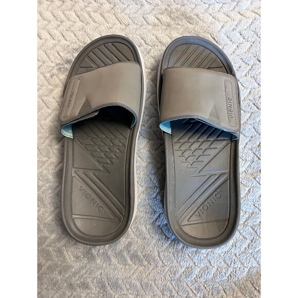 Vionic Rejuvenate Unisex Slide Sandal in Grey Adjustable Slide open toe - Picture 1 of 4